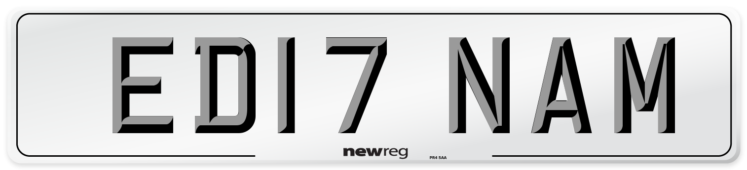 ED17 NAM Number Plate from New Reg